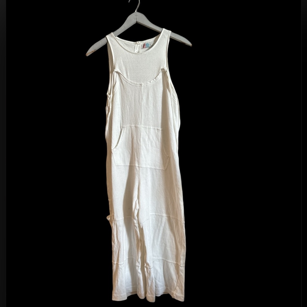 Free people white‎ jumpsuit button up back XS